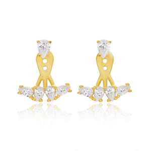 CZ Stone Gold Plated Ear Jackets <b>Earring</b> Turkish Wholesale 925 Sterling <b>Silver</b> for Women Handcrafted Jewelry - Product Image 2