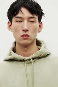 Sudadera con capucha con cordón holgada y relajada para hombre, Jersey forrado de mezcla de algodón verde pistacho, manga larga, bolsillo lateral canguro - Product Image 6