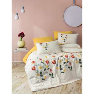 Nella mostaza algodón caja Puff bordado Ranforce doble funda nórdica Conjunto elegante bordado funda nórdica conjuntos - Product Image 3