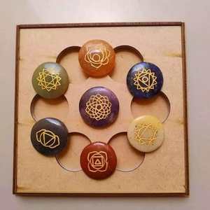 Hot Sale Best Quality 7 Chakra Reiki Set Polished Crystal Gemstone Carved Wooden Box for Reiki <b>Healing</b> and Love - Product Image 4