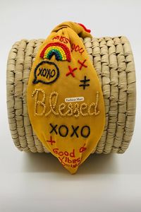 ที่คาดผมประดับลูกปัดคุณภาพสูง งานแฮนด์เมด ปักลายตัวอักษรและดอกไม้  ปรับแต่งสีได้ แฟชั่นสำหรับผู้หญิงสไตล์บูติก - Product Image 3