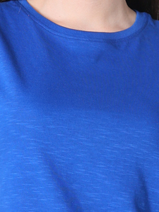 Supra Blue Crop Top 5% Spandex 95% algodón manga corta cuello estampado Slim Fit Casual Knit Fitted Shirt Basics Tee - Product Image 3