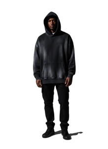 Custom High Quality Acid Wash Hoodie 500GSM Heavyweight Oversized Vintage Distressed French Terry Blank Pullover for Men - Product Image 1