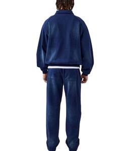 Chándal Azul Deslavado para Hombre, 450GSM, Mezcla de Algodón, Ropa Casual para Calle y Gimnasio, Fabricante OEM de Marca Privada Personalizada - Product Image 5