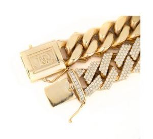 Pulsera de cadena de eslabones cubanos para hombre, 10mm, oro de 18 quilates, diamantes de primera calidad, joyería llamativa de lujo para hombre, oro elegante - Product Image 2