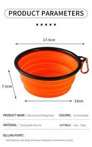 Sıcak satış özel 2-in-1 katlanabilir silikon hayvan mama kabı katlanabilir kedi köpek maması su besleme seyahat çanaklar plastik su şişeleri - Product Image 6