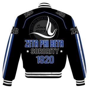 Zeta Phi Beta 1920 Azul Blanco ZPB Greek Life Sorority Varsity Letterman Chaqueta Chenille Patch Founders Edition Gear - Product Image 5