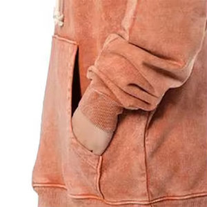 ชุดวอร์ม100% สตรีทแวร์เฮฟวี่เวทระบายอากาศมีฮู้ดคอปกผ้าฝ้ายซักกรดสำหรับผู้หญิงแขนยาวมีโลโก้ที่กำหนดเองสำหรับฤดูหนาว - Product Image 3