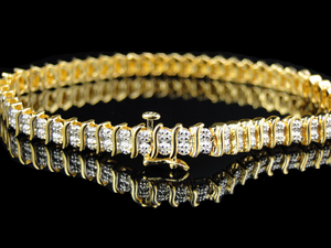 Bracelet à maillons à griffes incurvées à la mode 10K or jaune diamant cultivé en laboratoire Style Tennis bijoux de luxe pour les femmes - Product Image 4