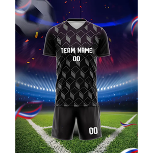 Maillot de football noir personnalisable avec nom et numéro d'équipe - Maillot de football respirant léger et respirant - Product Image 1
