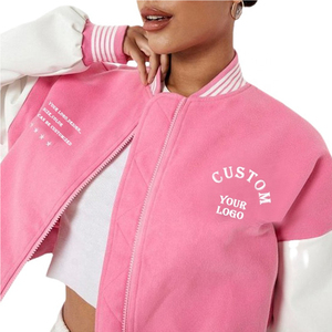 Chaqueta universitaria personalizada para hombres y mujeres primavera con cremallera gimnasio Vintage béisbol Patchwork pista al aire libre activo invierno impermeable - Product Image 5
