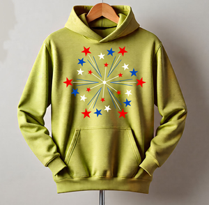 เสื้อฮู้ดผู้ชายสีเขียวมะกอก พิมพ์ลายดาวตามสั่ง ผ้าฝ้าย สวมใส่สบายๆ สำหรับฤดูใบไม้ร่วง ทรงปกติ มีกระเป๋าด้านหน้า - Product Image 1