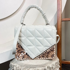 High Quality <b>Large</b> Capacity Hand Tooled Quilted Leather Elegant Messenger Crossbody <b>Bag</b> for Women Ruffle Handle <b>Shoulder</b> Handbag - Product Image 1