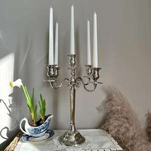 High-quality aluminum <b>candle</b> <b>holder</b> with floral embossing suitable for birthday parties romantic <b>dinners</b> and candlelight evening - Product Image 1
