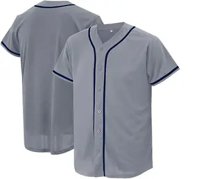 卸売ファッションブランクチーム野球ジャージーデザインニューヨークメンズボタンアップ野球ジャージー
