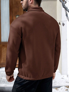 Sweat-shirt court pour homme en molleton 100% coton, anti-rétrécissement, coupe-vent, avec demi-fermeture éclair, idéal pour l'hiver et personnalisable avec logo - Product Image 2