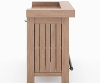 Mesa de Bar Plegable Ajustable y Resistente de Madera de Teca Sólida con Cajones para Almacenamiento de Vino, Diseño Moderno para Exteriores |   Mueble Bar Java Hecho a Mano