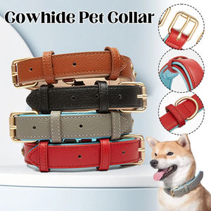 Collier pour chien en cuir de vache véritable et PU rembourré résistant avec fermeture à boucle et boucle en métal pour chiens en gros - Product Image 4