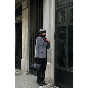 Chaqueta Blazer Gris de un Solo Botón para Mujer, Marca FOX FABRIC - Product Image 3