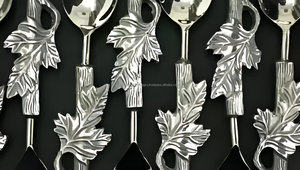 Juego de cuchara y tenedor con diseño de hoja chapada en plata táctil de lujo de 12 piezas a precio mayorista - Product Image 2