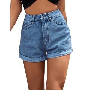 Short d'été en jean extensible à taille haute pour femmes Jeans courts skinny pour femmes Fabrication directe en usine de BD - Product Image 1