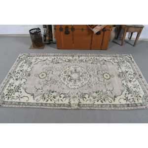 Tapis vintage 3,7 x 6,9 pieds, tapis turc gris du sud-ouest en laine - Product Image 3