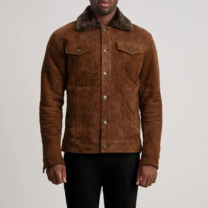 Bronze Cowboy Suede Leather <b>Jacket</b> for <b>Men</b> Vintage Rodeo Style Hip Hop Winter <b>Festival</b> Outerwear - Product Image 3