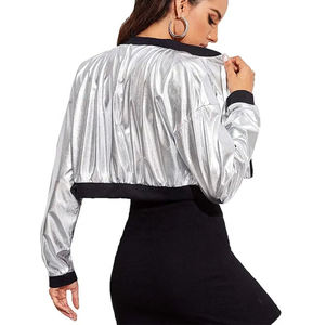 แจ็คเก็ตบอมเบอร์ผ้าซาตินคุณภาพสูง ปรับแต่งได้ สำหรับผู้ชายและผู้หญิง ปี 2025 ทรงเข้ารูป แขนยาว แบบครอป - Product Image 2