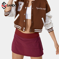 Rok Tenis Elastis Wanita, Skort Lipit Polos, Motif Solid, Musim Panas, 100% Poliester, Cepat Kering, Bernapas, Tahan Lama, Cocok untuk Olahraga