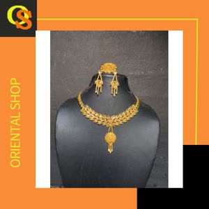 Precios bajos 22K chapado en oro collar pendientes anillo conjunto con estilo de lujo conjunto de joyas para la venta por los exportadores - Product Image 4