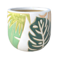 Pots de fleurs et jardinières Les petits pots de fleurs émaillés en céramique vietnamiens de haute qualité avec motif de feuille moderne et prix bon marché