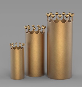 Vantage Modern Luxury Set of 3 Metal with Antique Finished Flower <b>Vase</b> Unique Style Fancy for Home Decoration and Weeding Decor - Product Image 1