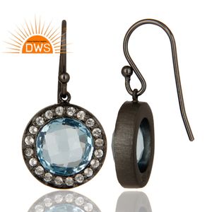 Pendiente colgante de piedras preciosas de topacio blanco Natural y topacio azul de plata de ley superventas, joyería personalizada para mujer, regalo para ella - Product Image 3