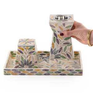 Artistic MOP Incense Burner Set With Holder Tray Luxury Floral Inlaid Burner Set Unique Incense <b>Gift</b> <b>Box</b> For Ramadan <b>Eid</b> Mubarak - Product Image 2