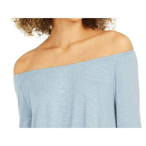 Top da Donna Style & Co Blu con Spalle Scoperte e Maniche a Campana, in Tessuto Lavorato a Maglia Floreale, Taglia XL, Collo Alto, Traspirante e Casual - Product Image 3