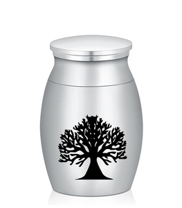 Urna funeraria hecha a mano de aluminio de árbol plateado para cenizas humanas, urna de entierro de tamaño adulto grande, urna de tamaño personalizado individual aplicada a mano - Product Image 1