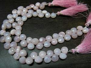 Forma de corazón de ópalo Rosa natural 9-10mm cuentas briolette facetadas hebra 8 pulgadas de largo - Product Image 3