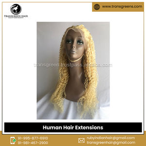Fabricante y exportador experimentado que vende pelucas de extensión de cabello virgen humano frontal rizado profundo Rubio templo indio de 26 pulgadas - Product Image 2