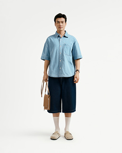 Pantalones Cortos de Mezclilla para Hombre, Transpirables, Sin Tejido, Cintura Media, Diseño Sólido, Corte Holgado, Cierre con Cordón, Ecológicos, de Secado Rápido, Casuales de Verano - Product Image 3