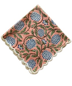 Khăn Vải Cotton In Hoa Đẹp Hình Khối Tay Ấn Độ Khăn Ăn Thêu Màu Hồng Cá Hồi Đậm, Màu Xanh Lá Cây Xô Thơm, Màu Xanh Dương Delft - Product Image 1