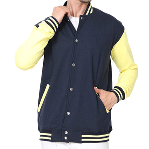 Vestes universitaires classiques haut de gamme pour hommes, personnalisées OEM ODM, en laine d'hiver avec manches en cuir véritable, boutons recouverts, design élégant - Product Image 3