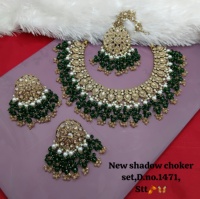 Parure de collier ras-du-cou et boucles d'oreilles ethniques plaqué or antique avec zircon cubique et cristaux, pour mariage et soirée, pour femme