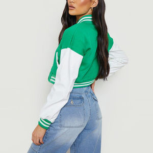 Nueva Chaqueta Universitaria Corta de Satén para Mujer, Chaqueta Bomber con Forro Suave, Chaqueta Universitaria de Satén con Letras - Product Image 3