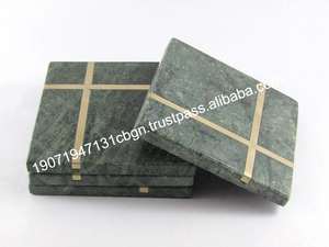 Handmade Wholesale Eco-Friendly Modern <b>Ceramic</b> Round <b>Coasters</b> Green Golden Metallic - Product Image 2