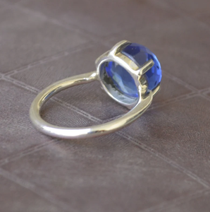 ของขวัญสุดเท่วงแหวนทรงกลมสีฟ้า925แทนซาเนียแหวนแฟชั่นชุดง่ามเงินสเตอร์ลิง - Product Image 5