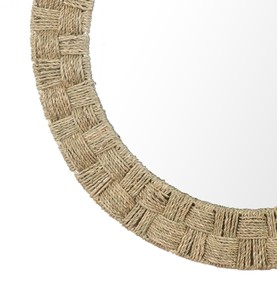 Haute bonne qualité Jute jonc de mer petit miroir rond salle de bain miroir décor naturel coffre-fort osier salon meubles - Product Image 3