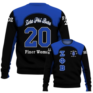 Sudadera con Cuello Redondo Bordada de Zeta Phi Beta para Mujer, Azul, Ropa Griega de Hermandad, Sudadera de Forro Polar de 1920 - Product Image 6