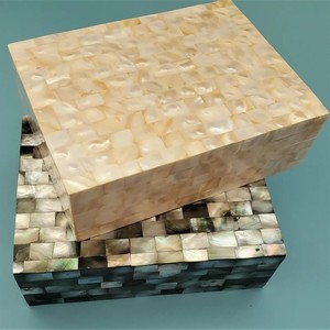 Luxueux noir nacre bibelot boîte élégant velours bijoux stockage organisateur 6x4 bois anneau boîte - Product Image 1