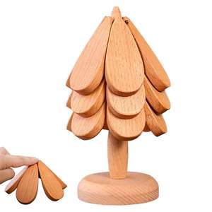 Nouveau luxe personnalisé bois de hêtre dessous de plat ensemble support écologique 300mm diamètre 10mm d'épaisseur pour tenir des plats chauds en gros tapis tampons - Product Image 4