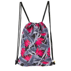 DANZY SPORTS <b>Drawstring</b> <b>Backpack</b> Tropical Print Polyester Casual Sports Bag Lightweight Softback Design Zipper Pocket <b>Backpack</b> - Product Image 2